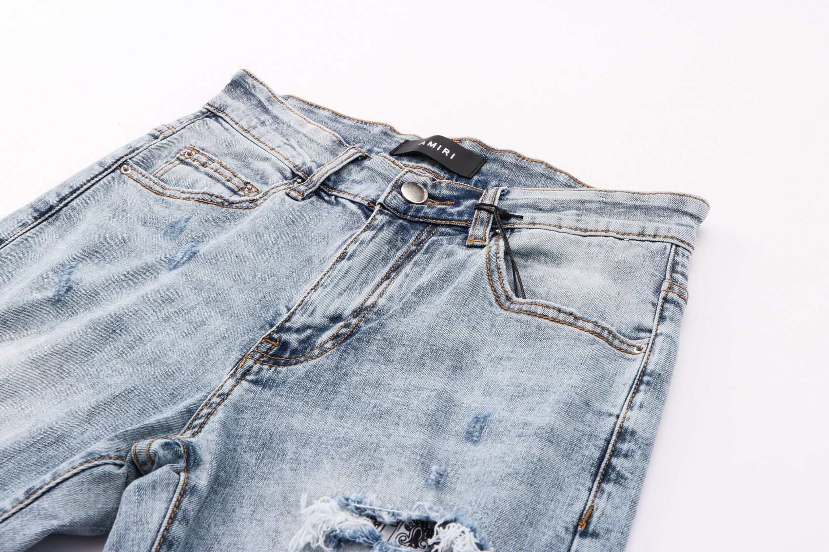 Trendy Washed White Scum Men's Jeans – Slim Fit, Hand-Finished
