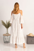 Maxi summer dress with embroidery Fioranna, white