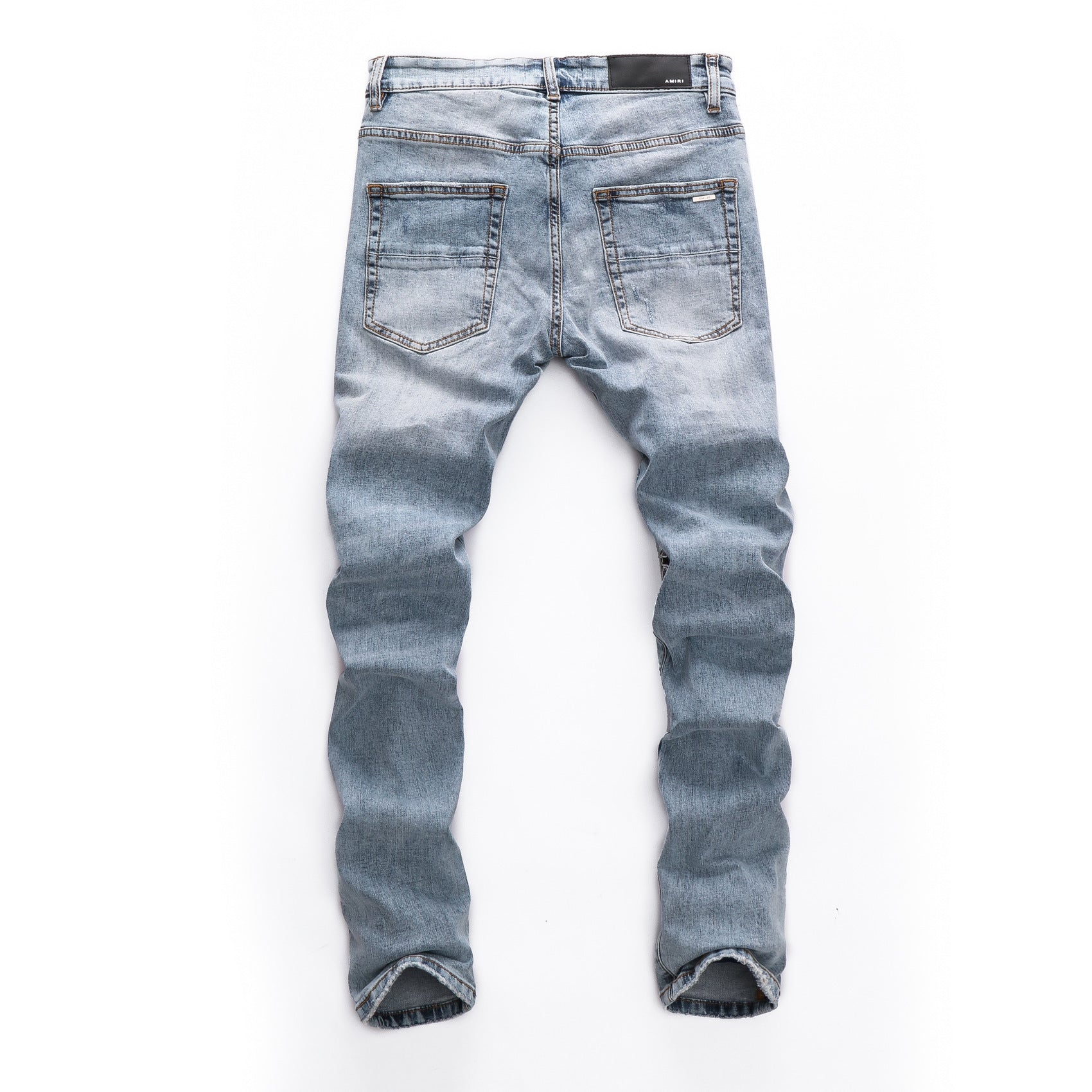 Trendy Washed White Scum Men's Jeans – Slim Fit, Hand-Finished