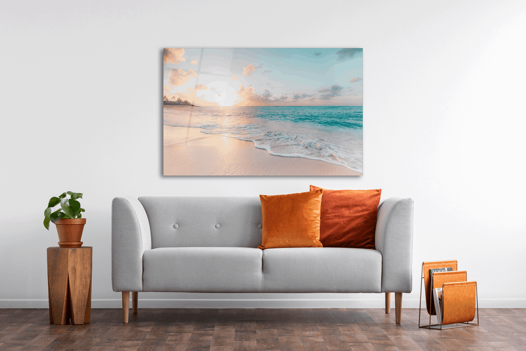 Glass Wall Art -Sea & Waves  (18x28 inches - 46x72cm)