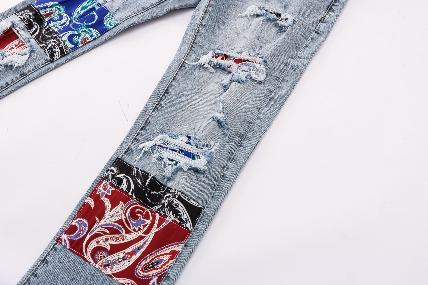 Trendy Washed White Scum Men's Jeans – Slim Fit, Hand-Finished