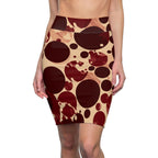 High Waist Womens Pencil Skirt - Contour Stretch - Burgundy and Beige