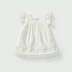 Summer Baby Kids Girls Fly Sleeves Solid Color Dress