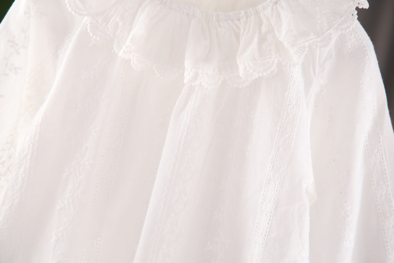 Baby Girl Solid Color Lace Collar Design Simple Style Baby Blouse
