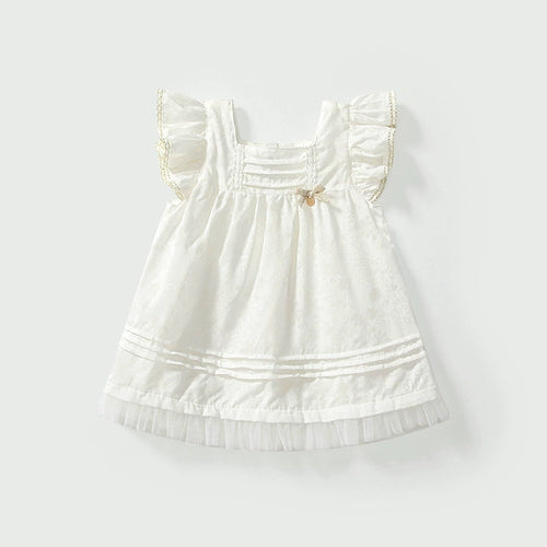 Summer Baby Kids Girls Fly Sleeves Solid Color Dress