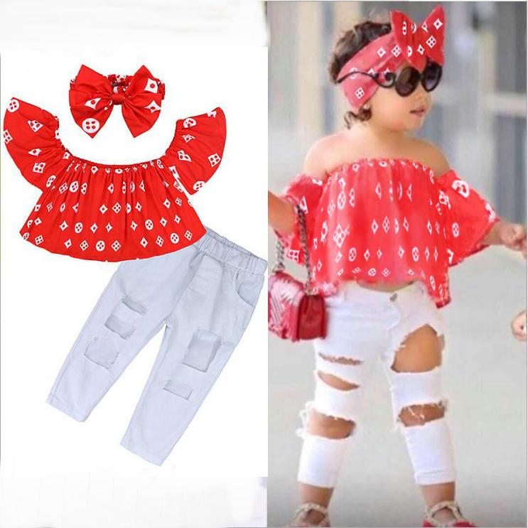 Baby Girls Set Clothes Kids Fashion Top Pant Two Piece Children Summer